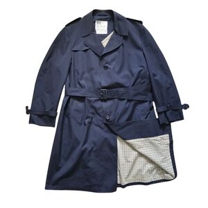 London Fog Blue Luxury Designer Waterproof Long VINTAGE Trench Coat Mens Large